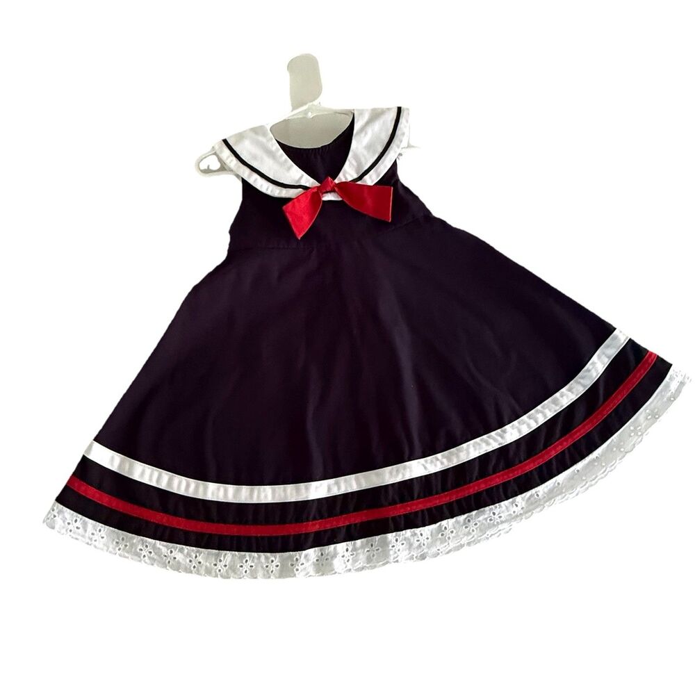 Sophie Rose Toddler Girl 24M Sailor Dress Blue Red Nautical Patriotic Twirl